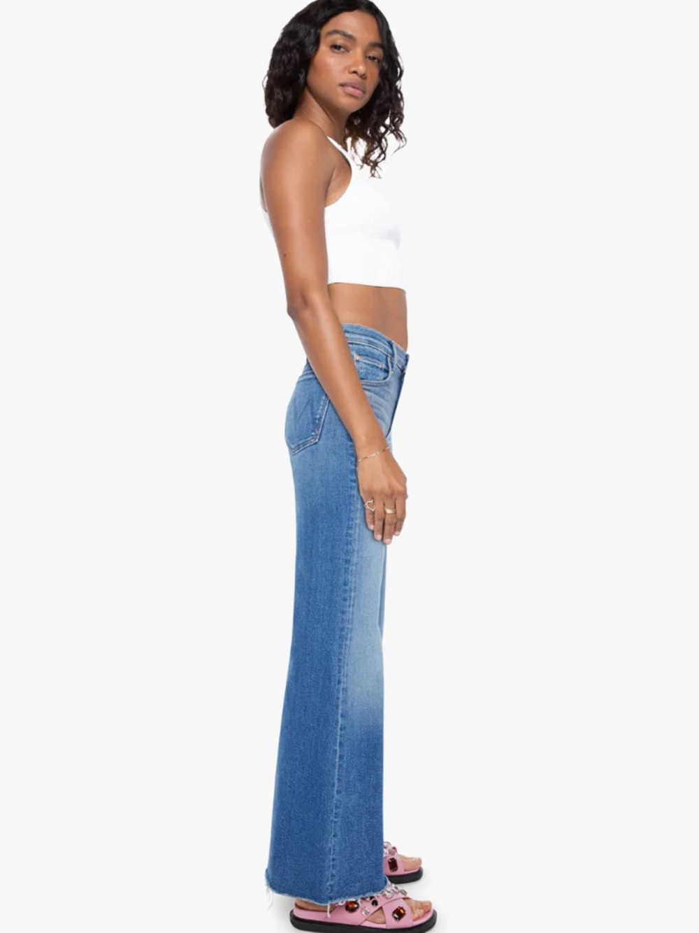 MOTHER Women’s The Roller Fray HR Wide Leg Jeans, Size: 32 - Picture 3 of 12